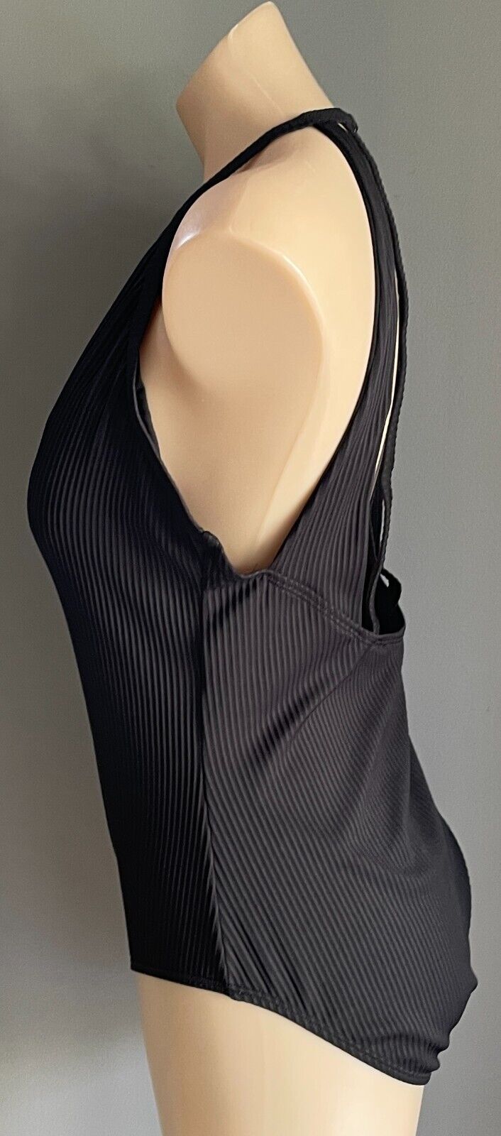 One Piece WAVE ZONE Black Ribbed Swimsuit Bathers Size 18 Strappy Back Pool NEW