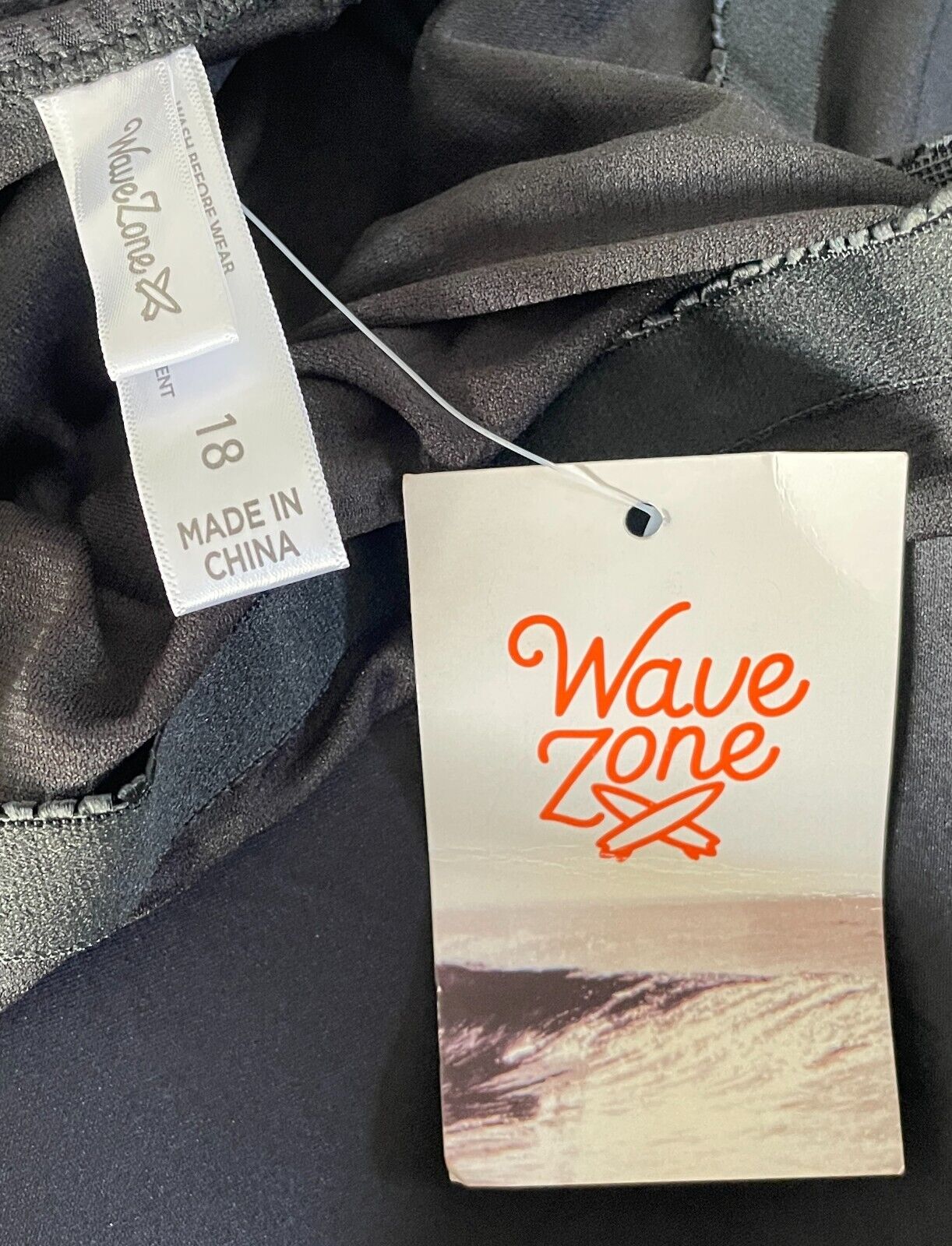 One Piece WAVE ZONE Black Ribbed Swimsuit Bathers Size 18 Strappy Back Pool NEW