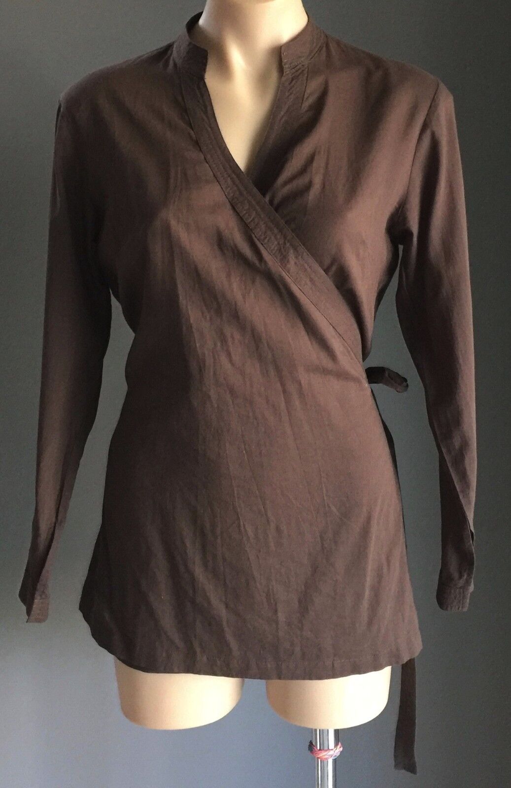 JETS Swimsuit Wrap Top Cover Brown Sheer Cotton Cross Pool Sz S M 10 12 NEW