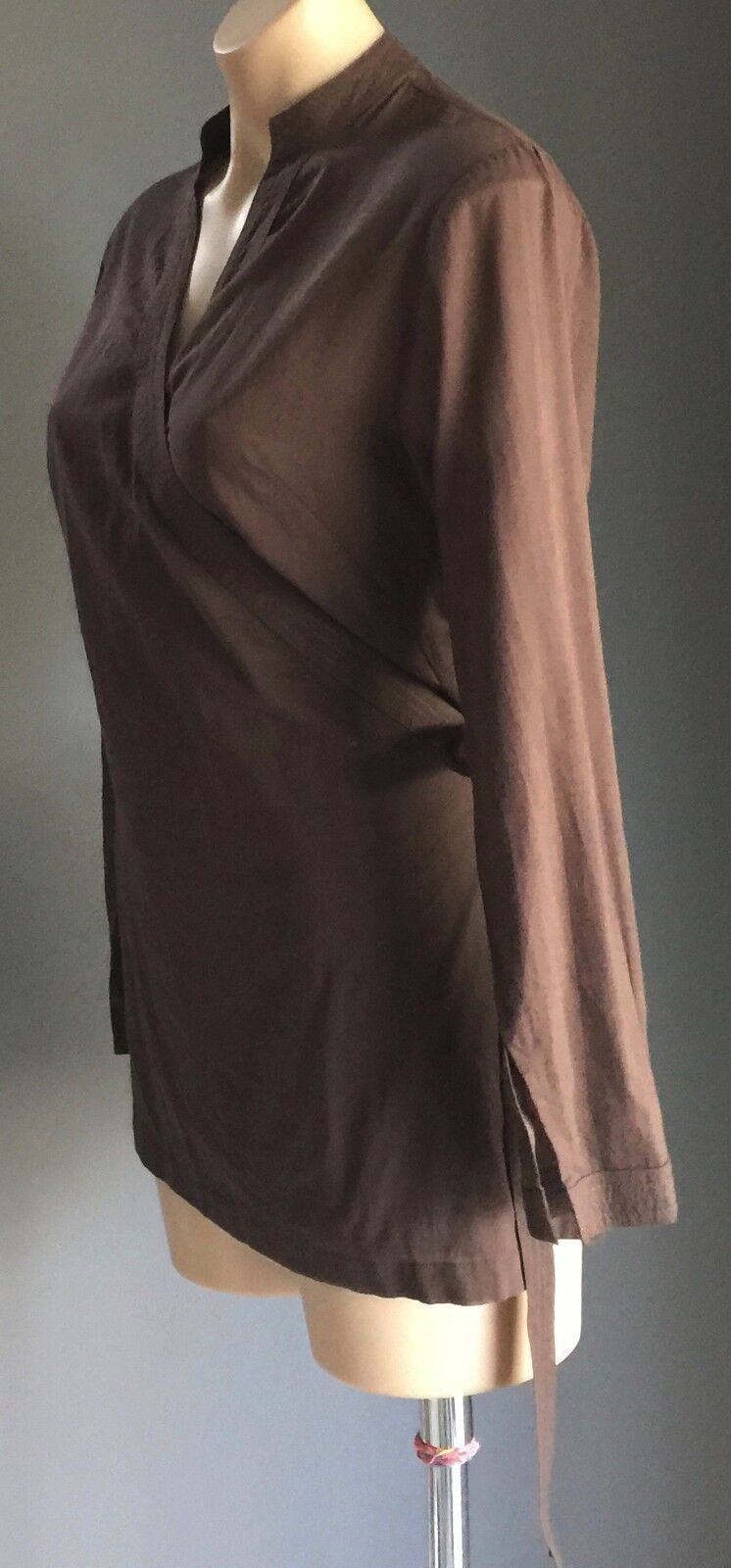 JETS Swimsuit Wrap Top Cover Brown Sheer Cotton Cross Pool Sz S M 10 12 NEW