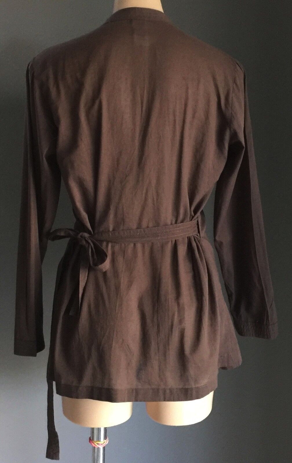 JETS Swimsuit Wrap Top Cover Brown Sheer Cotton Cross Pool Sz S M 10 12 NEW