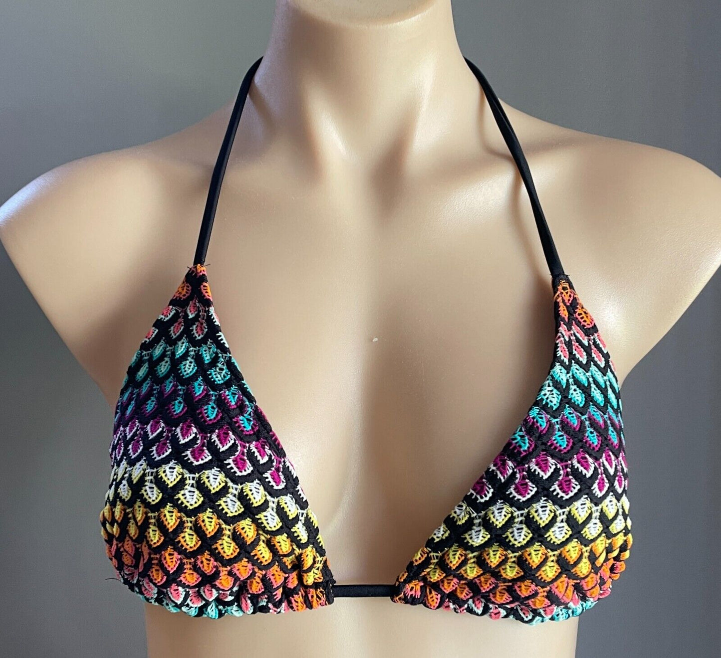 TARGET Bikini Bright Crochet Look Triangle Top & Side Tie Bottoms Size 16