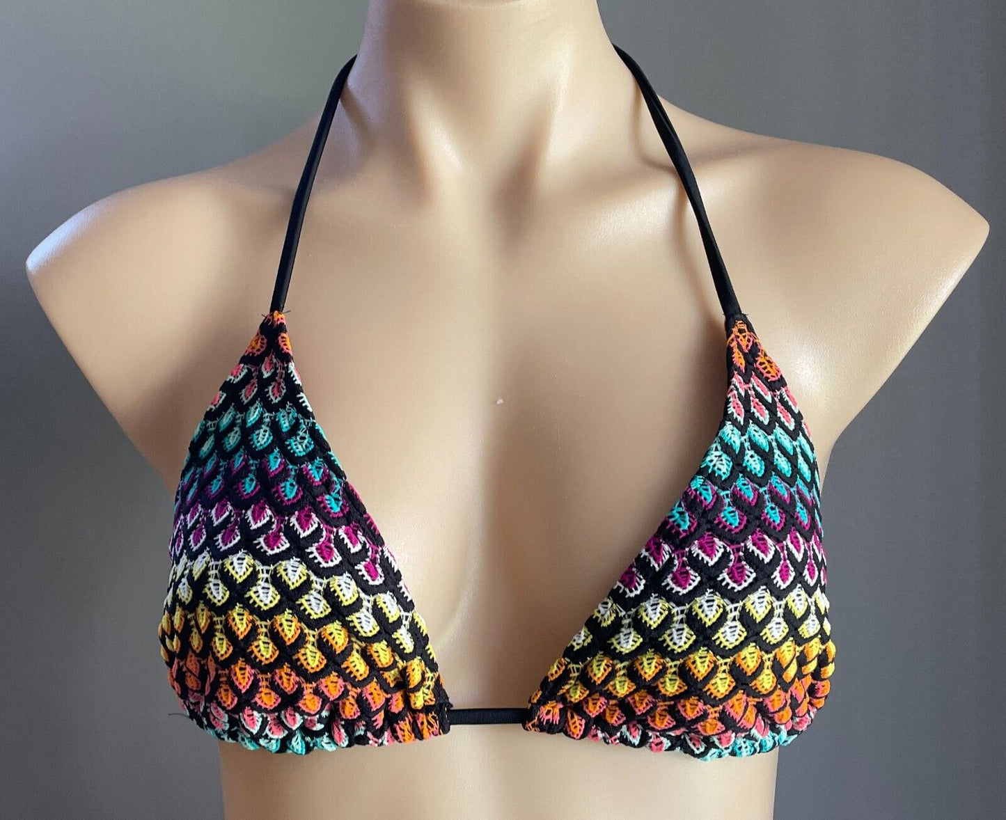 TARGET Bikini Bright Crochet Look Triangle Top & Side Tie Bottoms Size 16