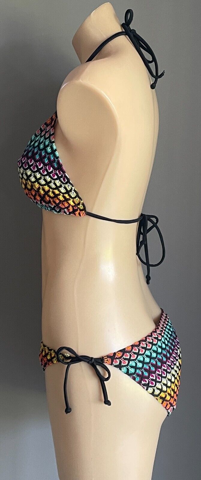 TARGET Bikini Bright Crochet Look Triangle Top & Side Tie Bottoms Size 16