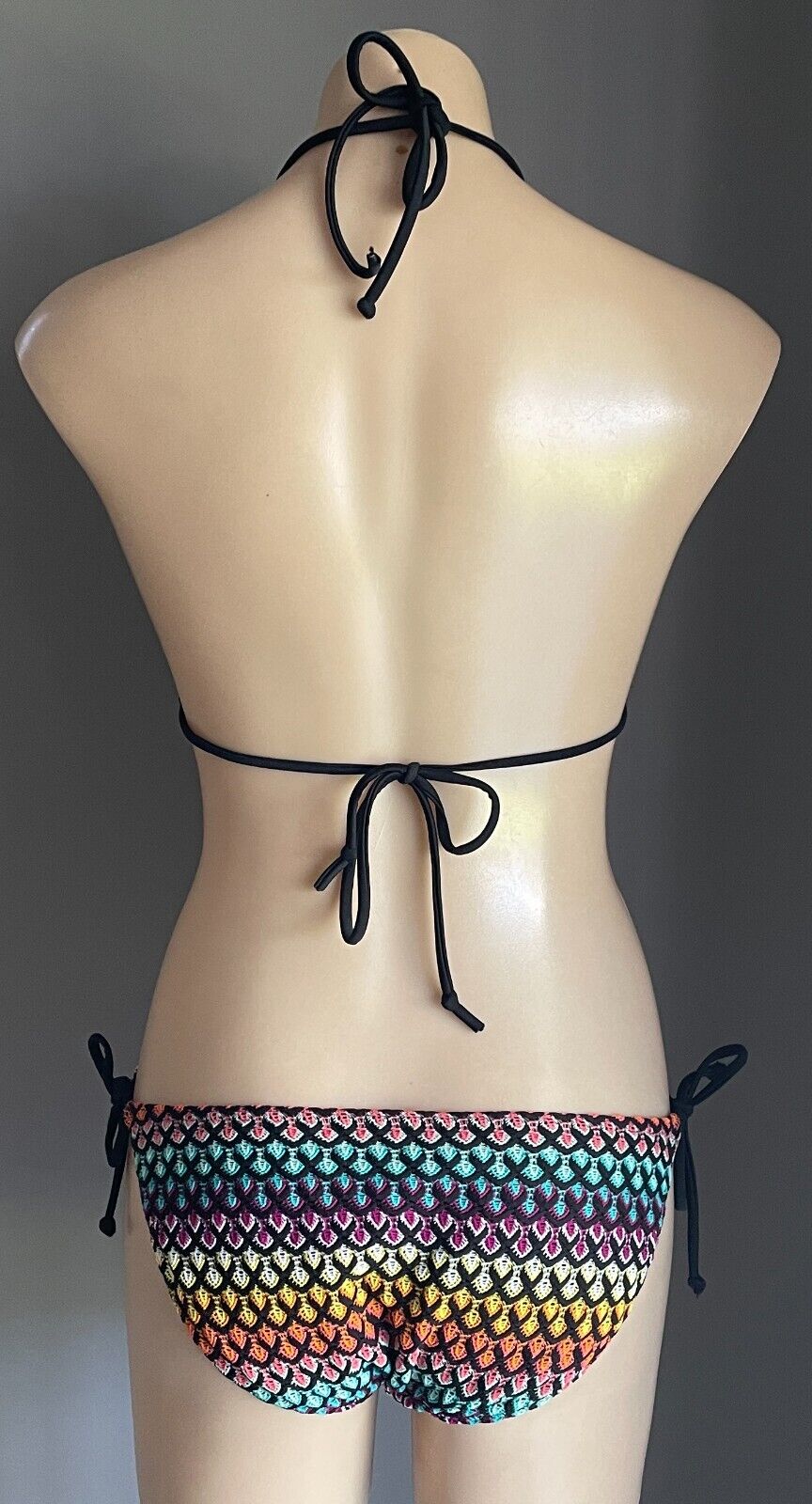 TARGET Bikini Bright Crochet Look Triangle Top & Side Tie Bottoms Size 16