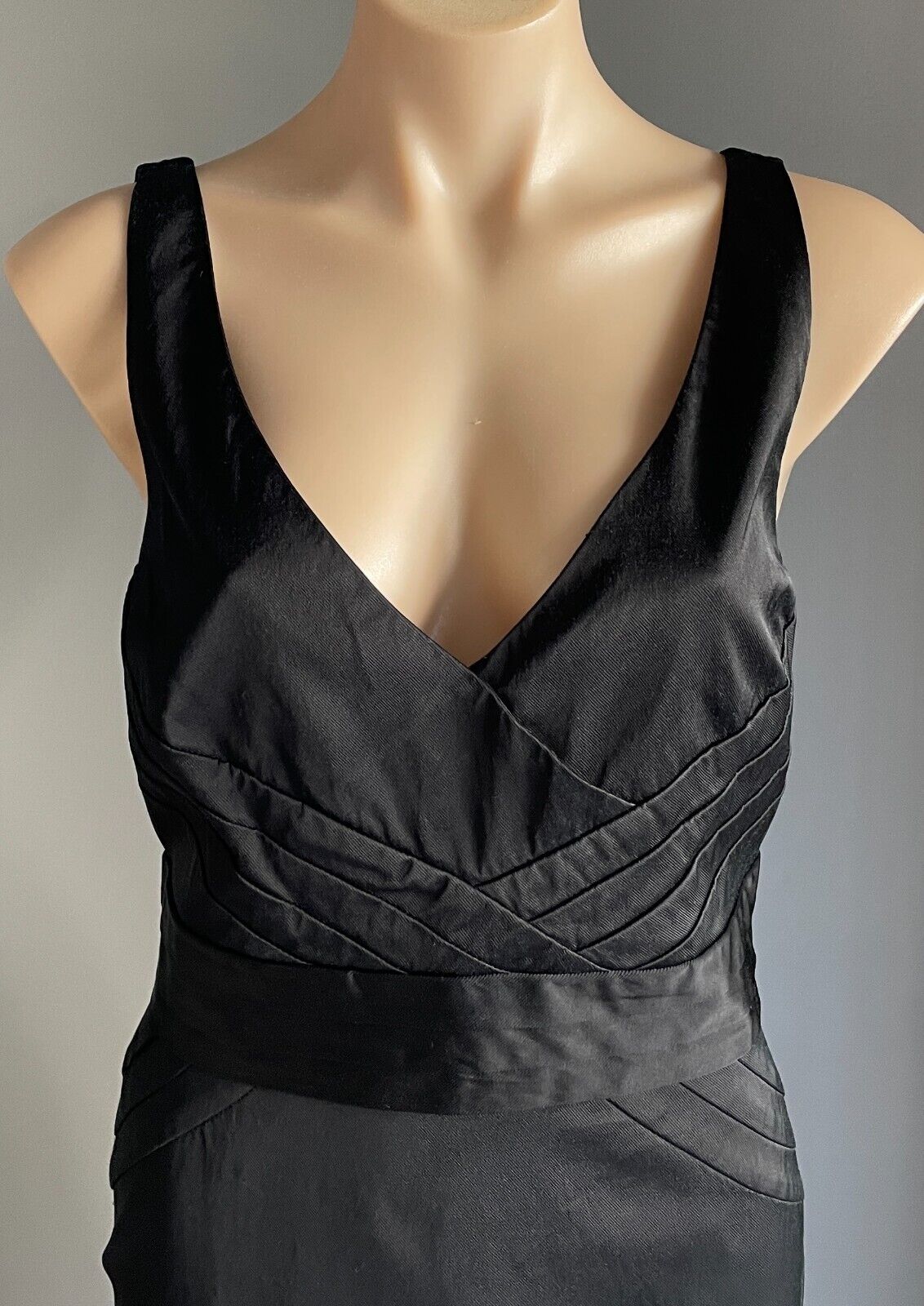 KATHERINE Black Pencil Sheath Dress Size 14 Sleeveless LBD Knee Length