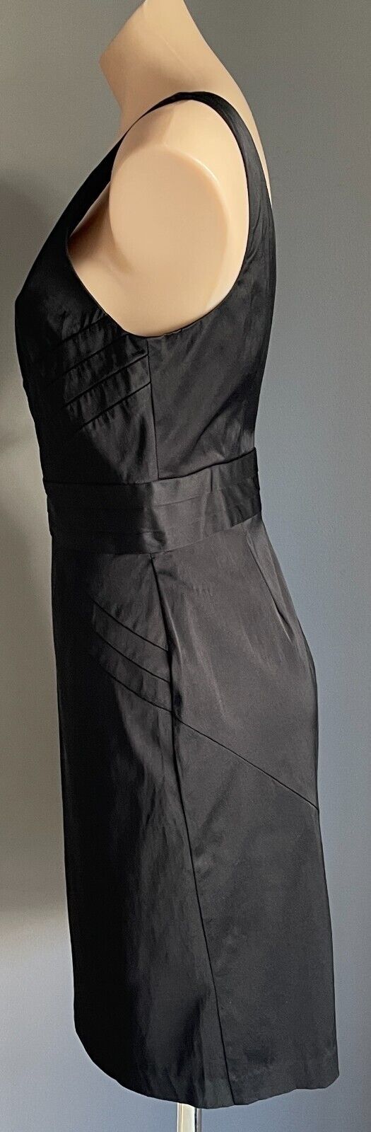 KATHERINE Black Pencil Sheath Dress Size 14 Sleeveless LBD Knee Length