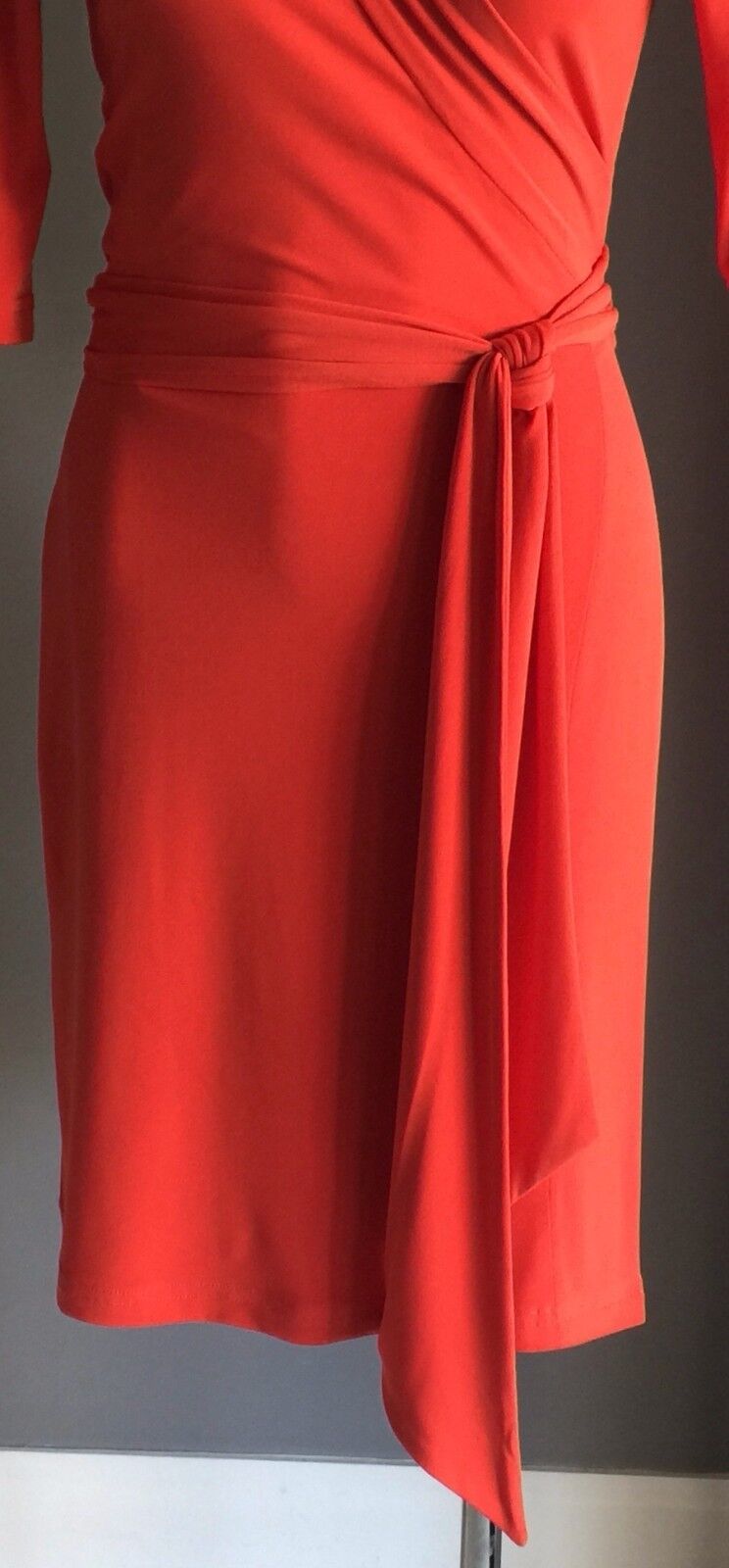LUCY WORK & PLAY Wrap Dress Orange 3/4 Sleeve Stretch Ladies Size 6 AU 10 NEW