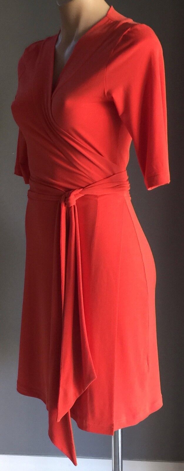 LUCY WORK & PLAY Wrap Dress Orange 3/4 Sleeve Stretch Ladies Size 6 AU 10 NEW