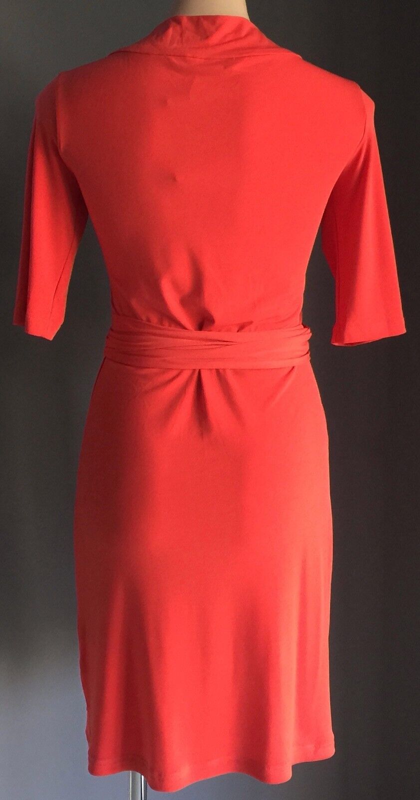 LUCY WORK & PLAY Wrap Dress Orange 3/4 Sleeve Stretch Ladies Size 6 AU 10 NEW