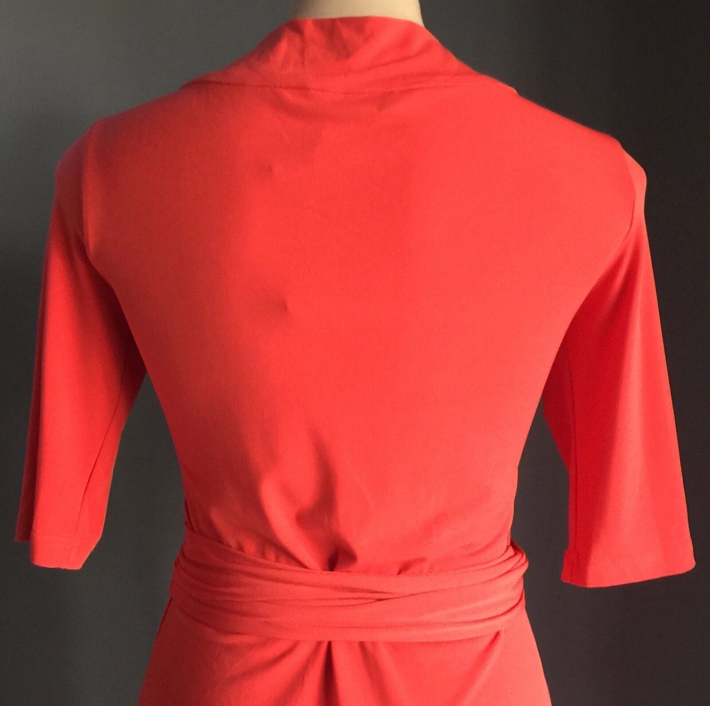 LUCY WORK & PLAY Wrap Dress Orange 3/4 Sleeve Stretch Ladies Size 6 AU 10 NEW
