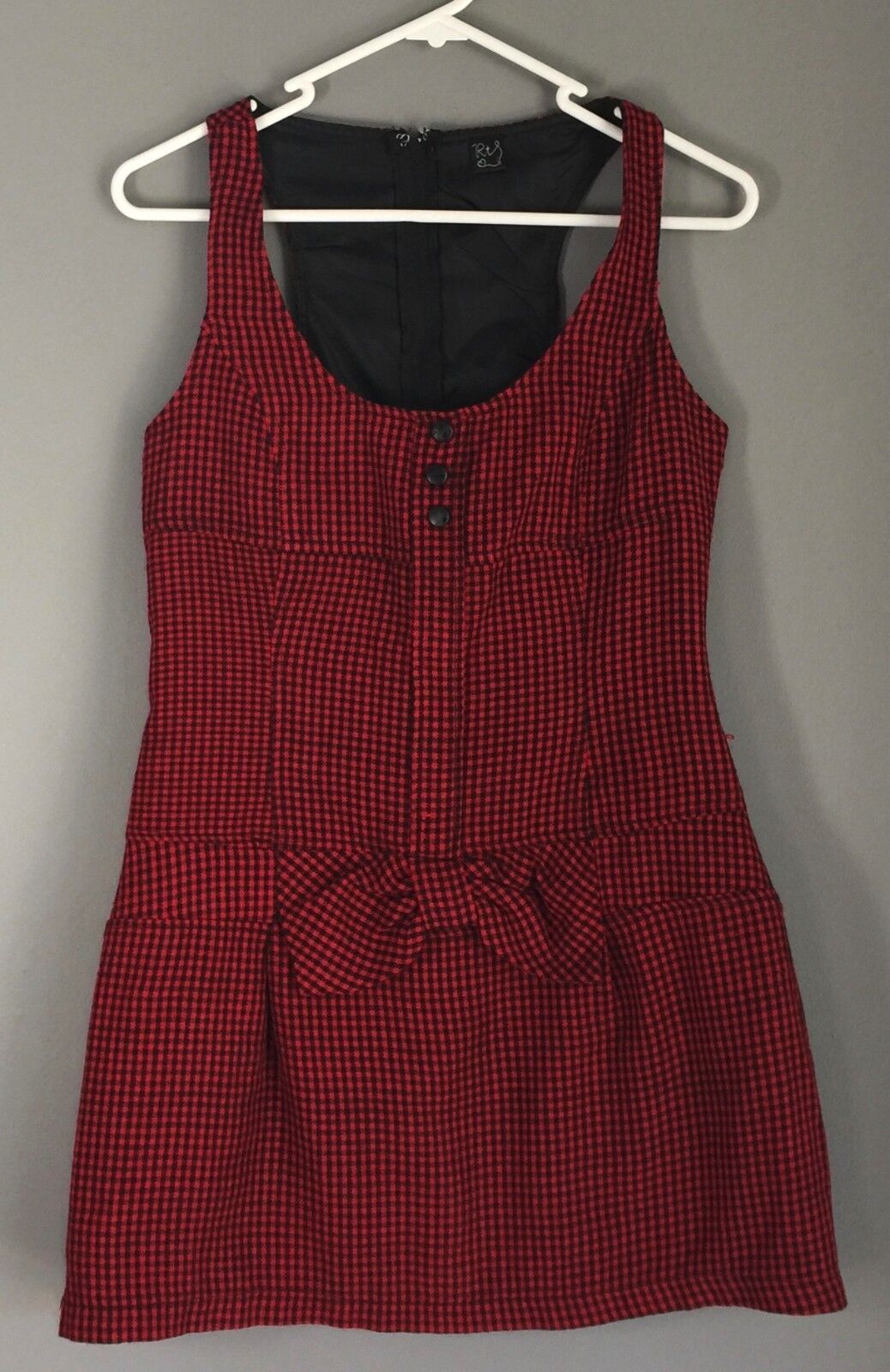 RTS Mini Dress Black & Red Check Sleeveless Frock Ladies Size S 6 8 NEW