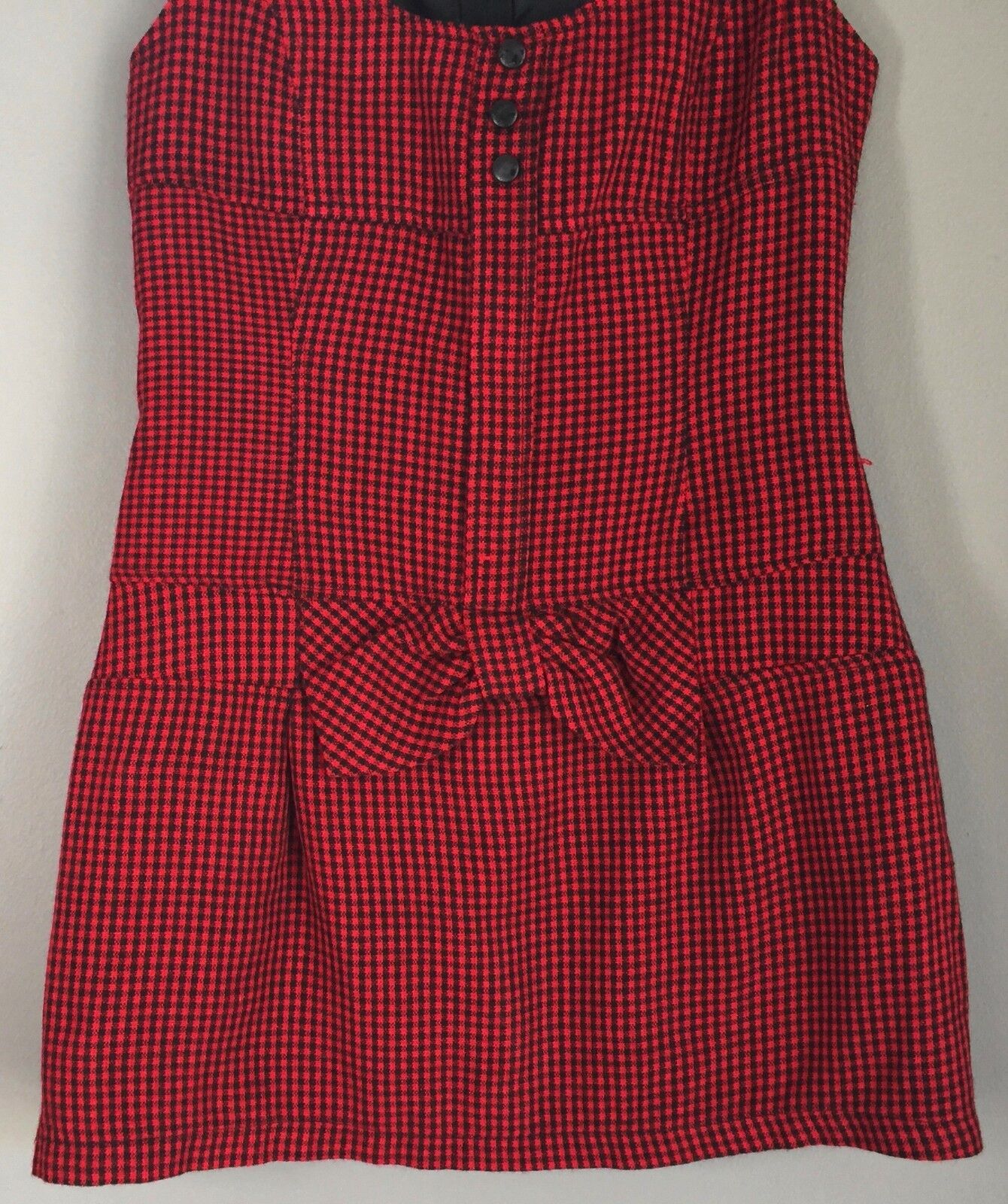 RTS Mini Dress Black & Red Check Sleeveless Frock Ladies Size S 6 8 NEW