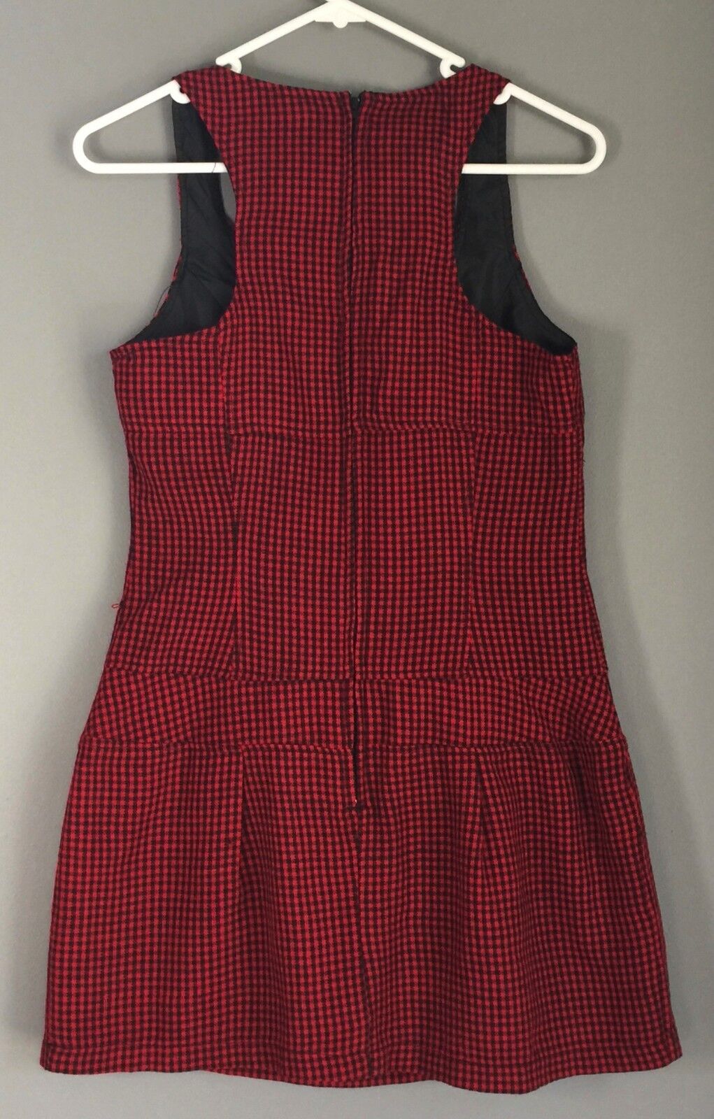 RTS Mini Dress Black & Red Check Sleeveless Frock Ladies Size S 6 8 NEW