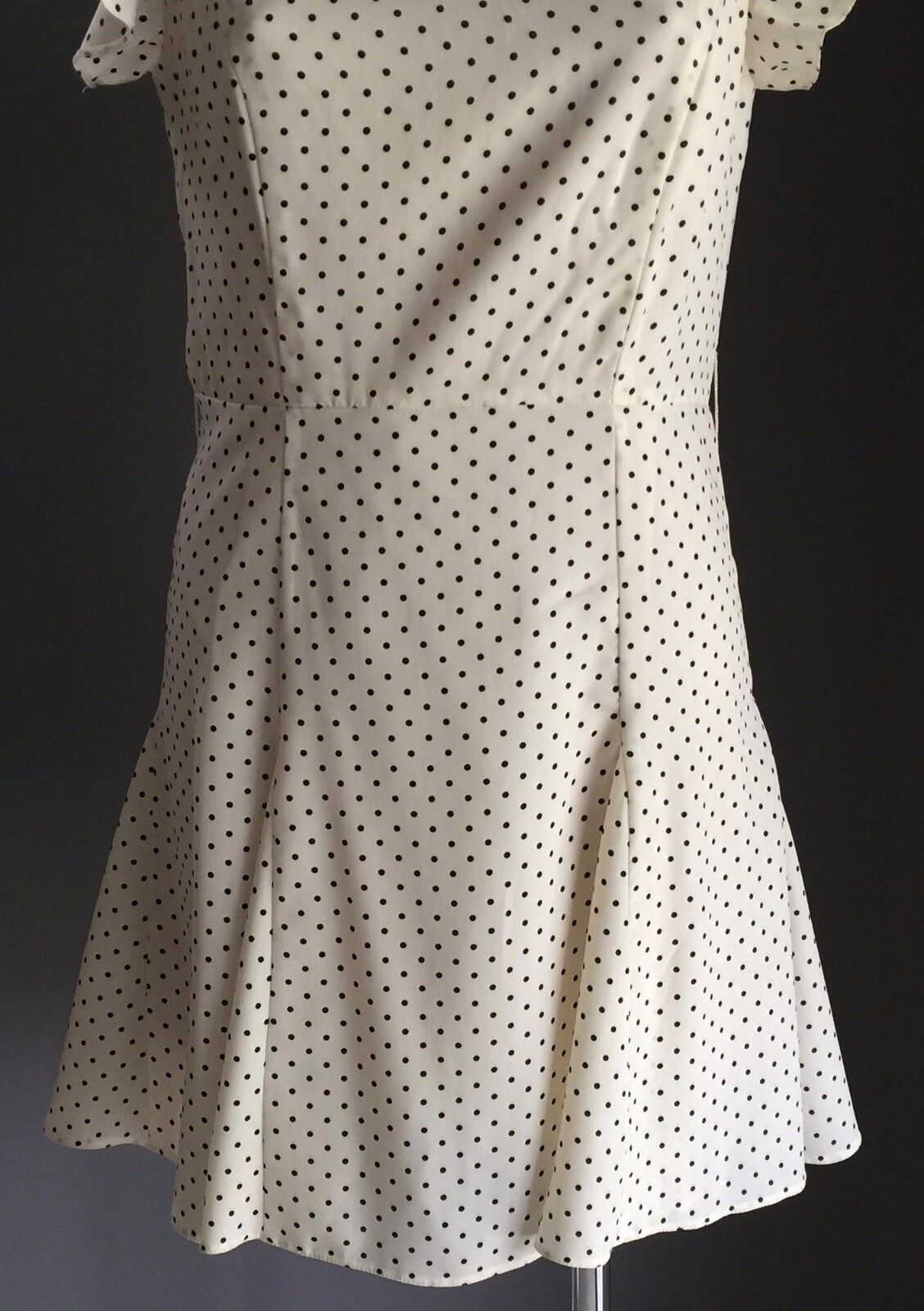 FORCAST 1940's Vibe Dress Cream & Black Polka Dot Open Back A-Line Size 10 NEW