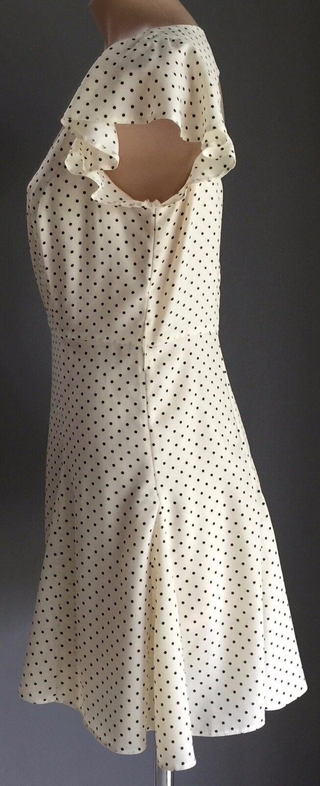 FORCAST 1940's Vibe Dress Cream & Black Polka Dot Open Back A-Line Size 10 NEW