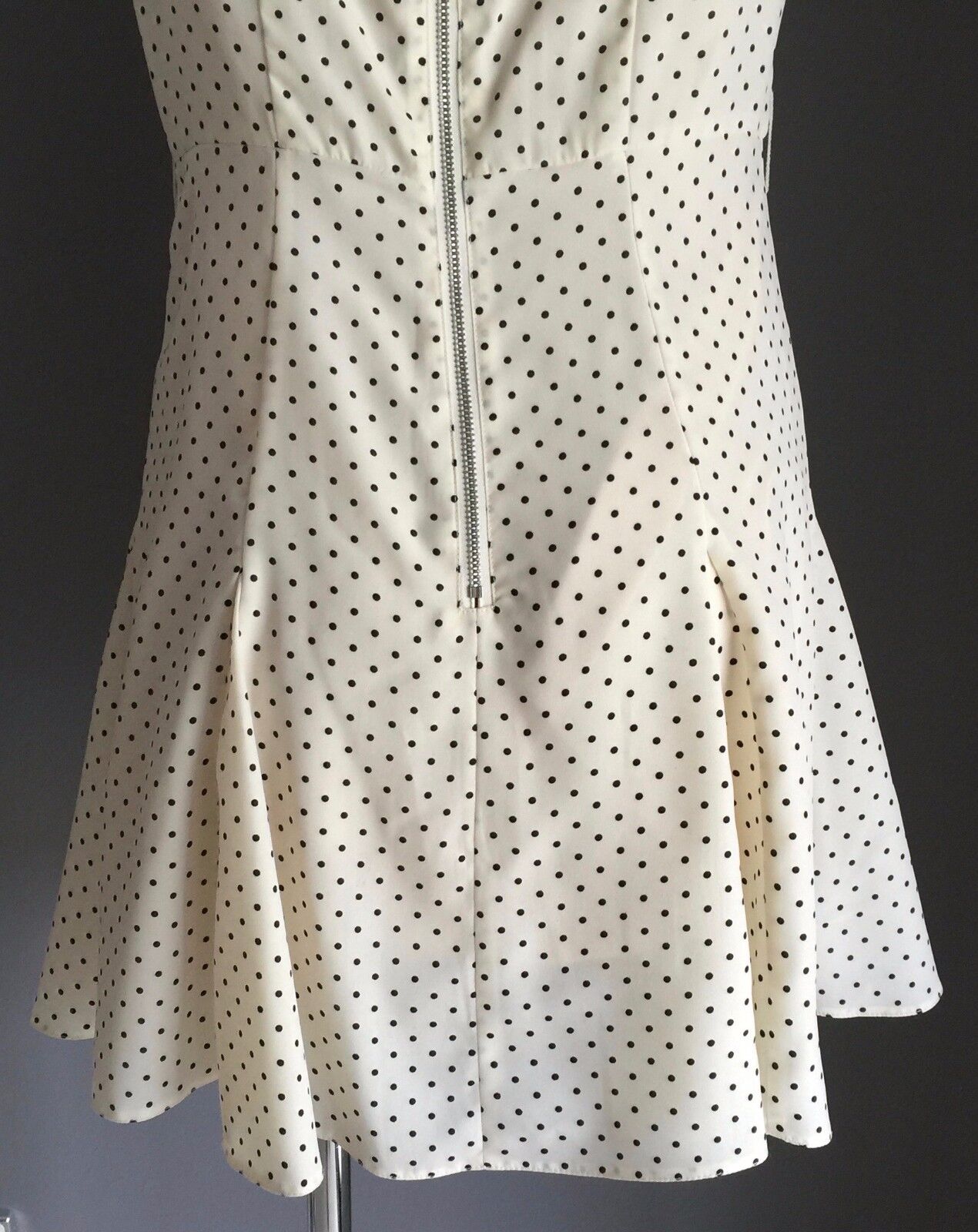 FORCAST 1940's Vibe Dress Cream & Black Polka Dot Open Back A-Line Size 10 NEW