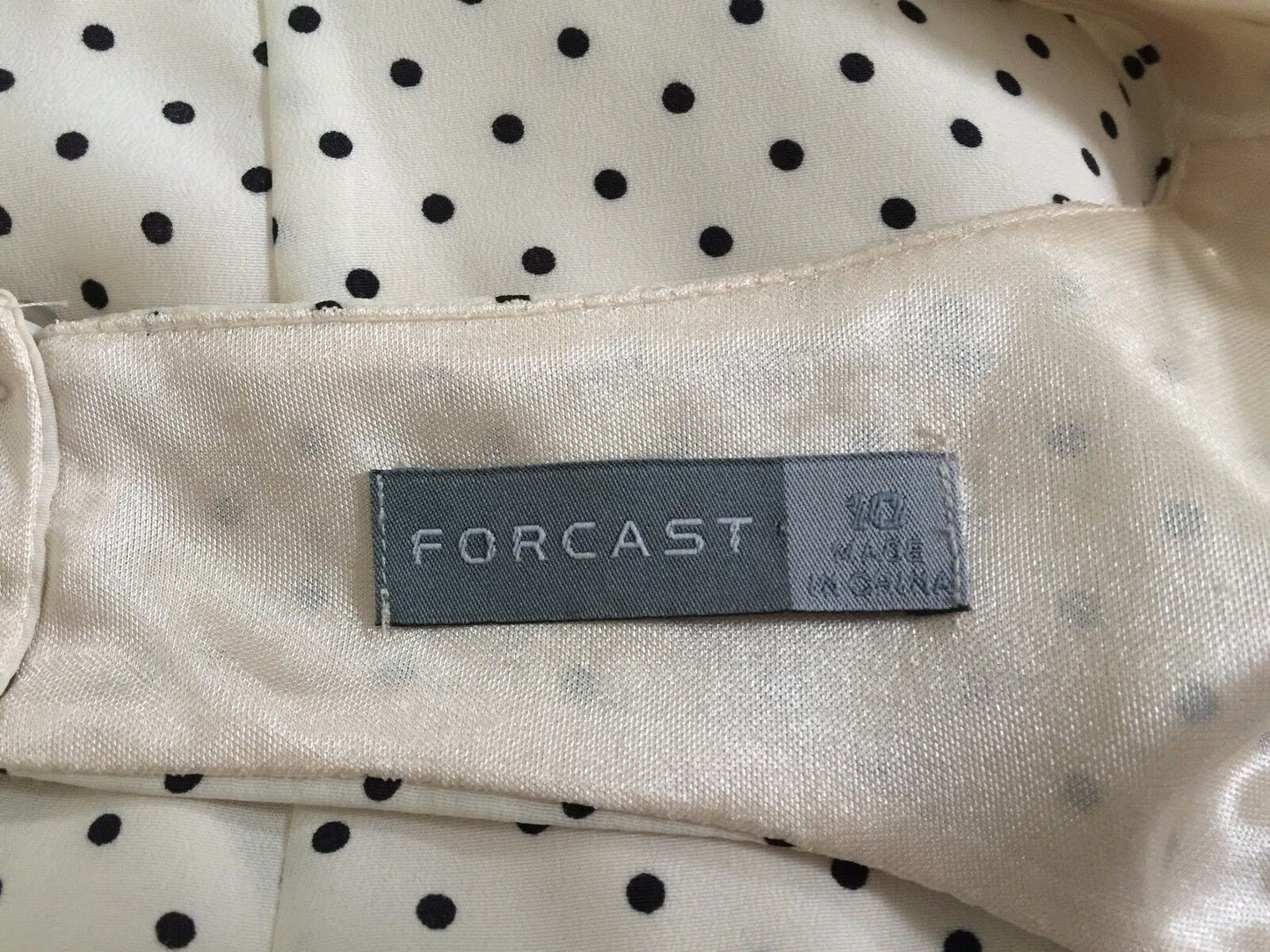 FORCAST 1940's Vibe Dress Cream & Black Polka Dot Open Back A-Line Size 10 NEW