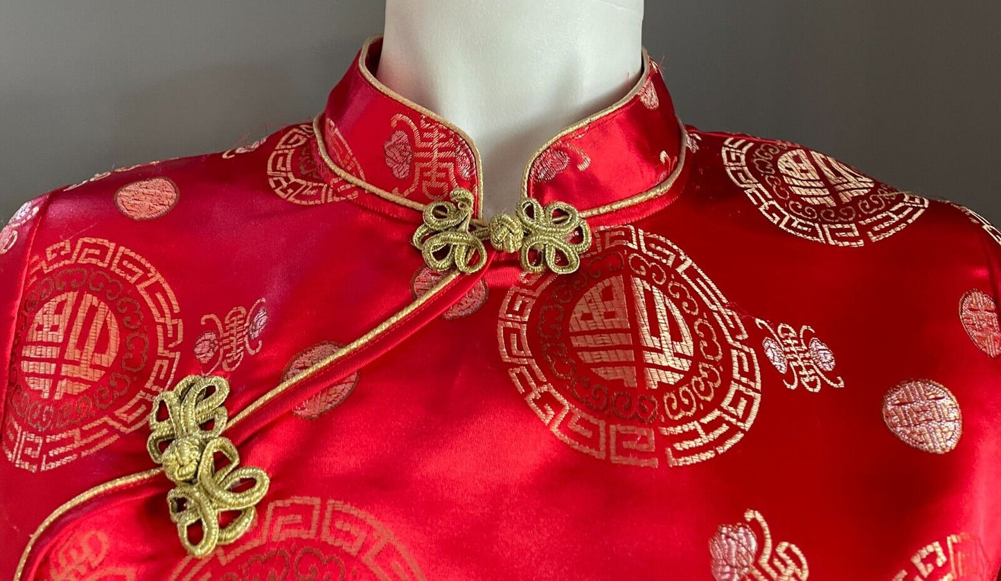 CHEONGSAM Traditional Chinese Style Dress Qipao Red Gold Pink Size S 8 10