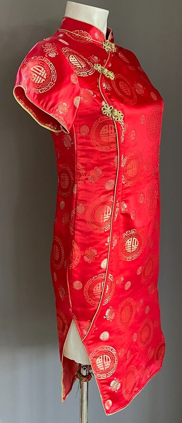 CHEONGSAM Traditional Chinese Style Dress Qipao Red Gold Pink Size S 8 10
