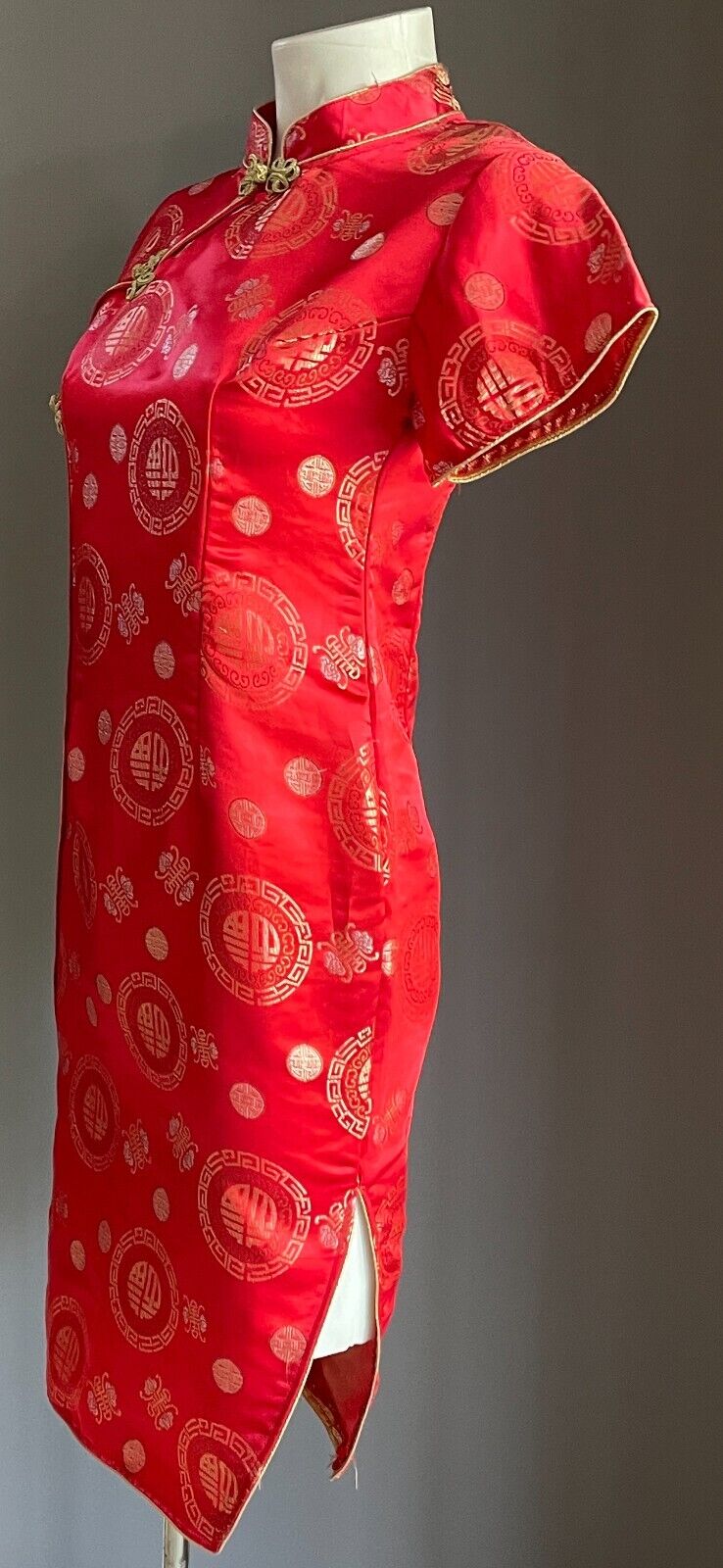 CHEONGSAM Traditional Chinese Style Dress Qipao Red Gold Pink Size S 8 10