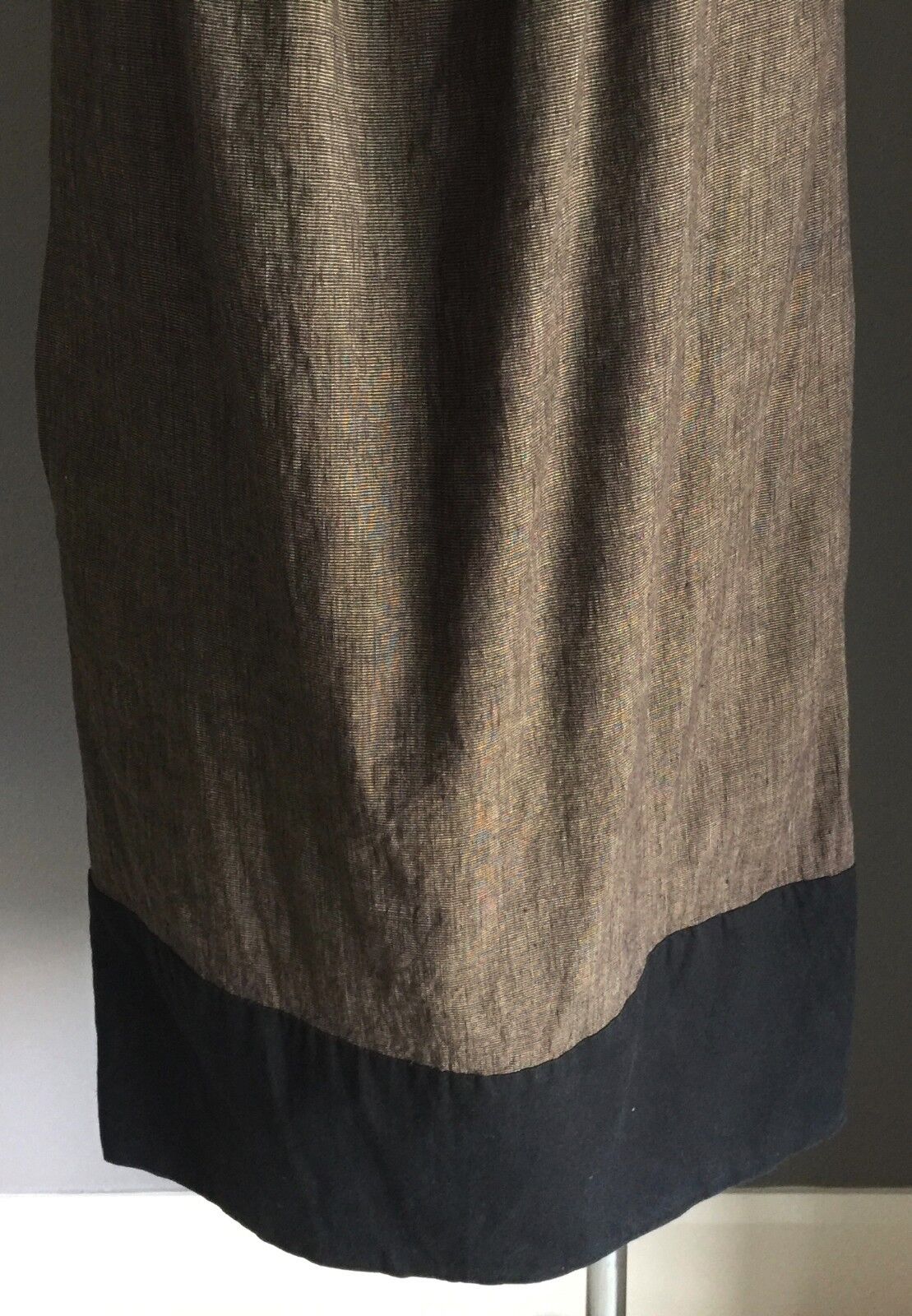 VERONIKA MAINE Dress Linen Blend Brown & Black Tunic Below Knee Length Size 6 10