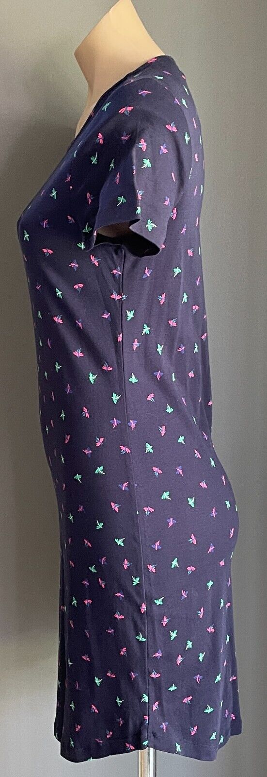 MARCS Dragonfly Dress Navy Blue Red Green Sh/Sleeve Jersey Cotton Size S 10 NEW