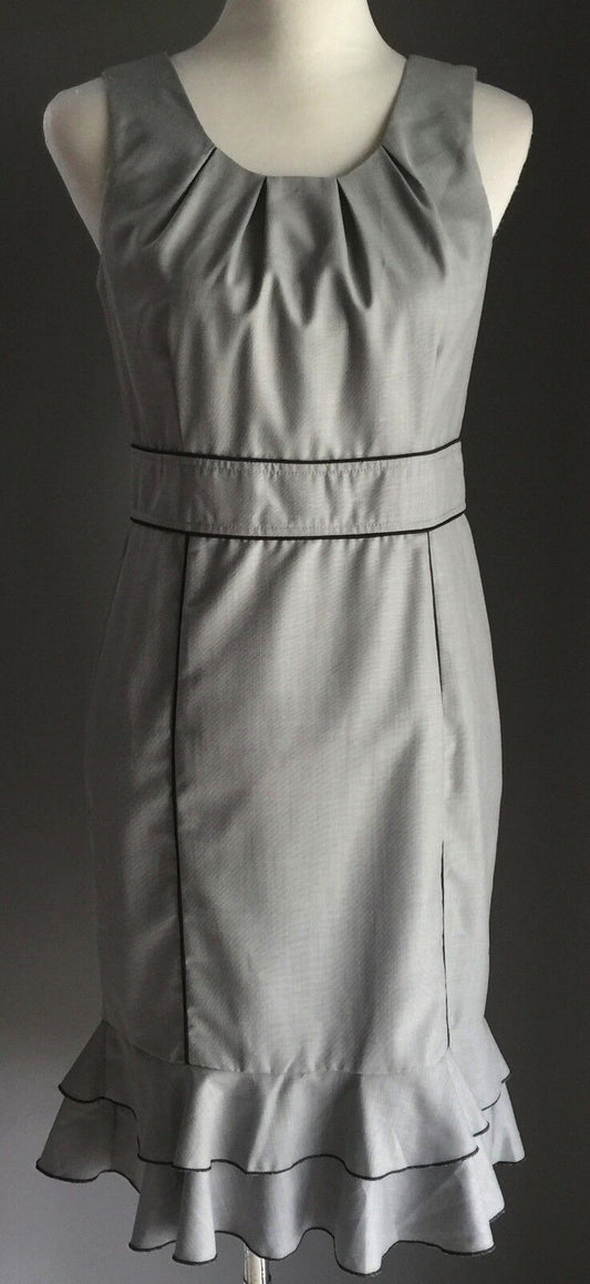 MUGIGAE Wiggle Dress Light Grey Pencil Panel w Bow Ladies Size M 8 1950's Look