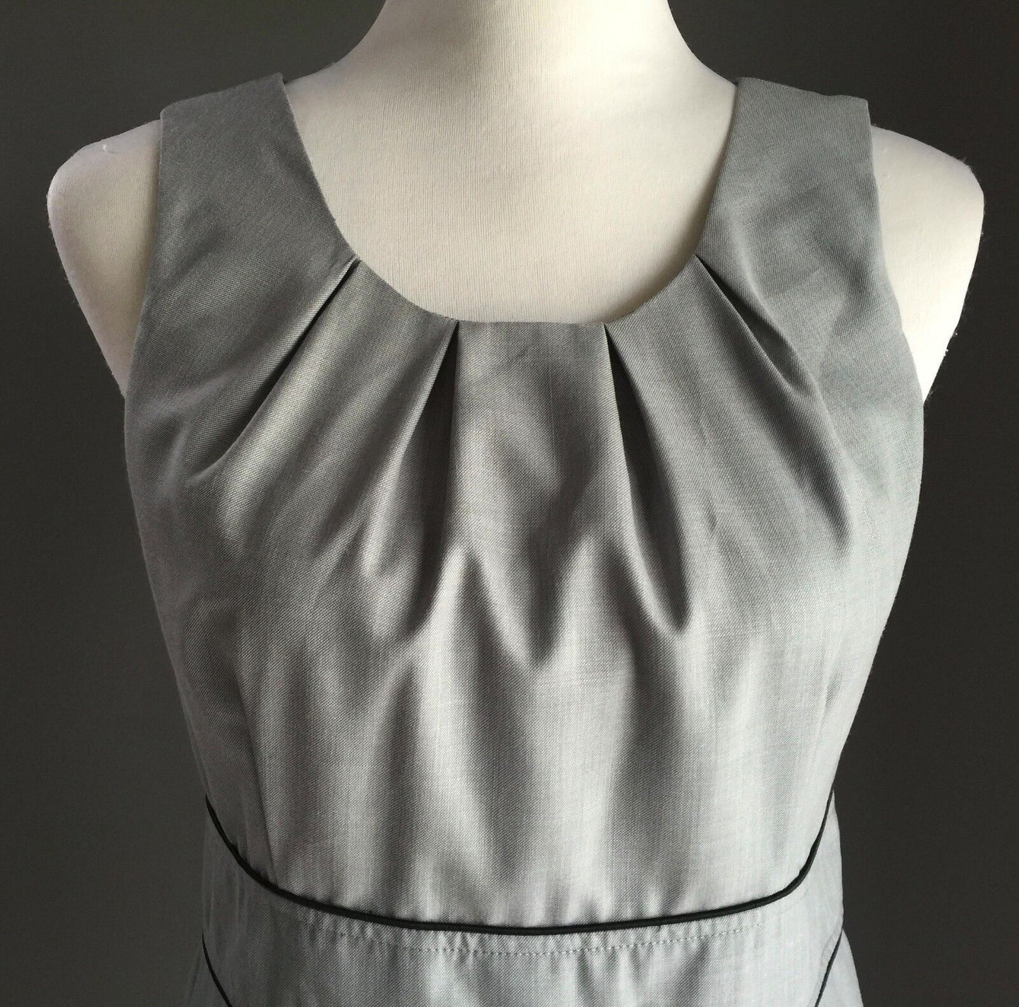 MUGIGAE Wiggle Dress Light Grey Pencil Panel w Bow Ladies Size M 8 1950's Look