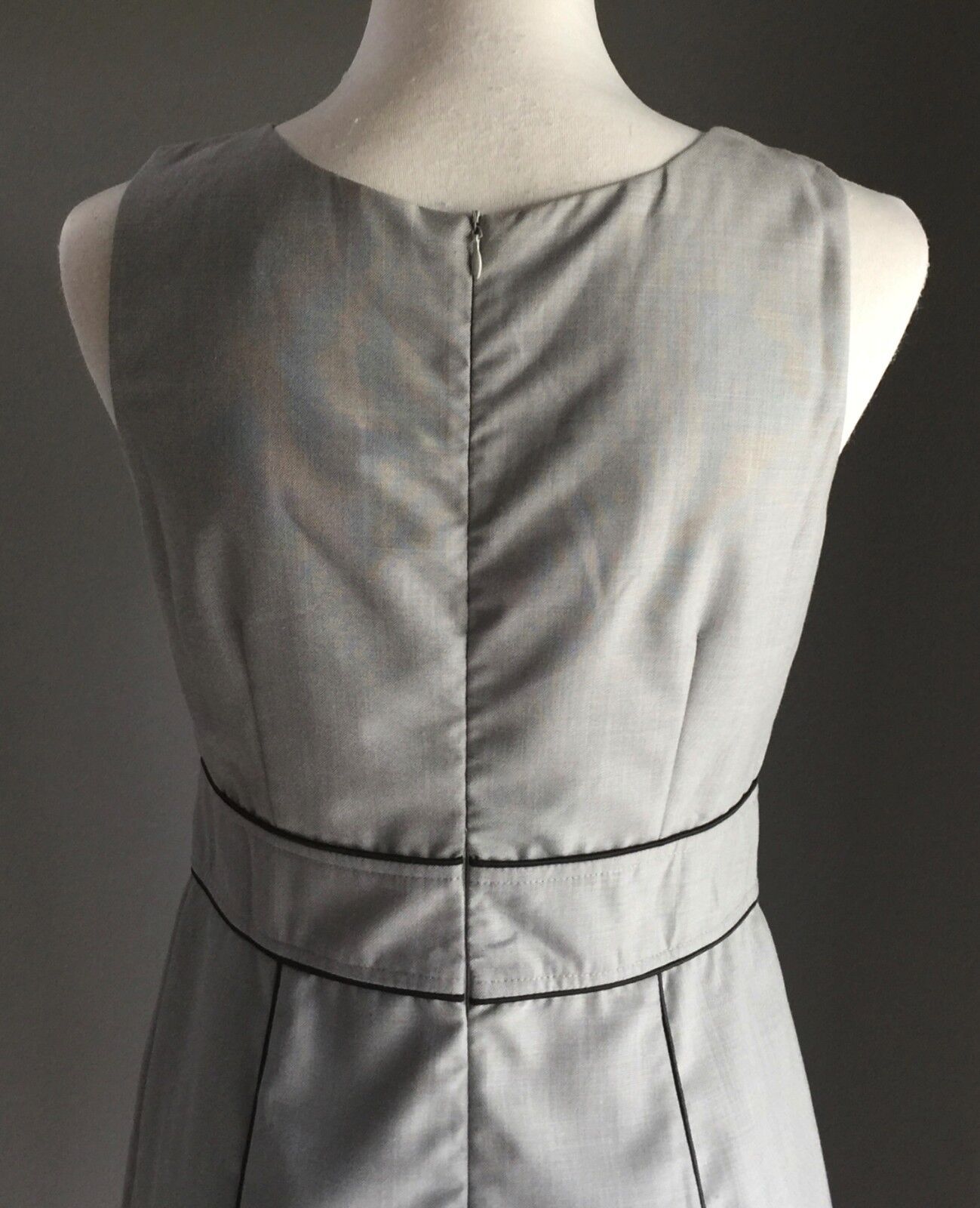 MUGIGAE Wiggle Dress Light Grey Pencil Panel w Bow Ladies Size M 8 1950's Look