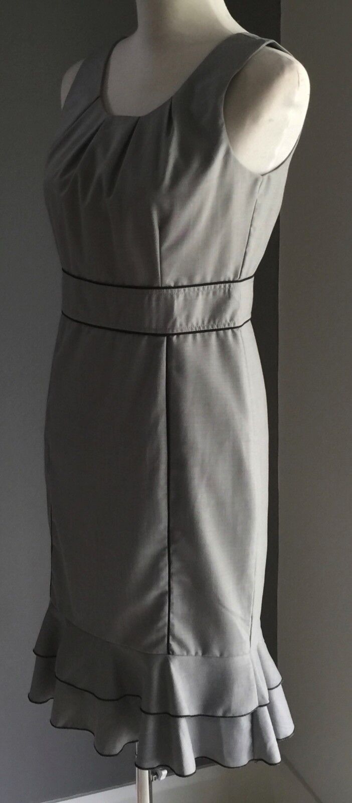 MUGIGAE Wiggle Dress Light Grey Pencil Panel w Bow Ladies Size M 8 1950's Look