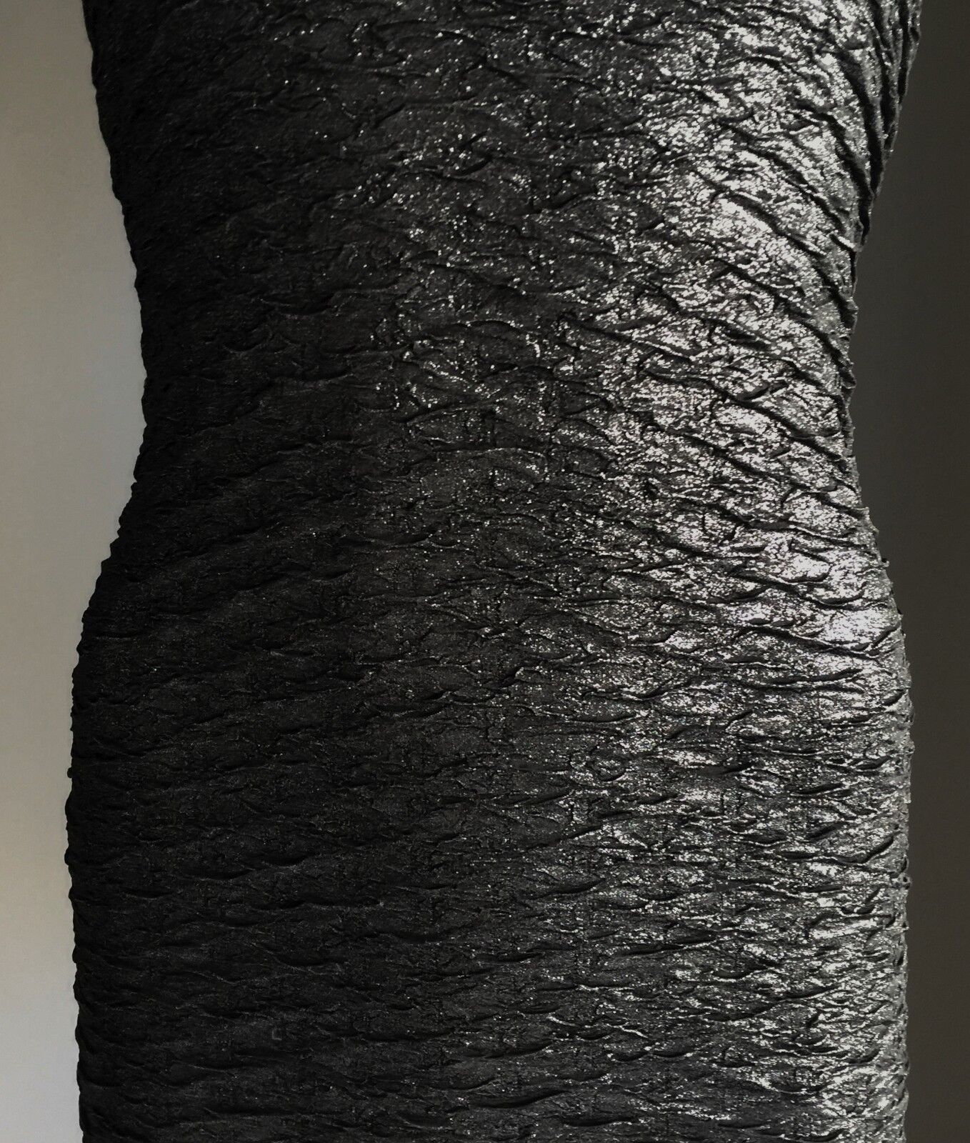 GLAM CANDY Mini Black Silver Textured Stretch Mini Dress Size S 6 8 Retro NEW