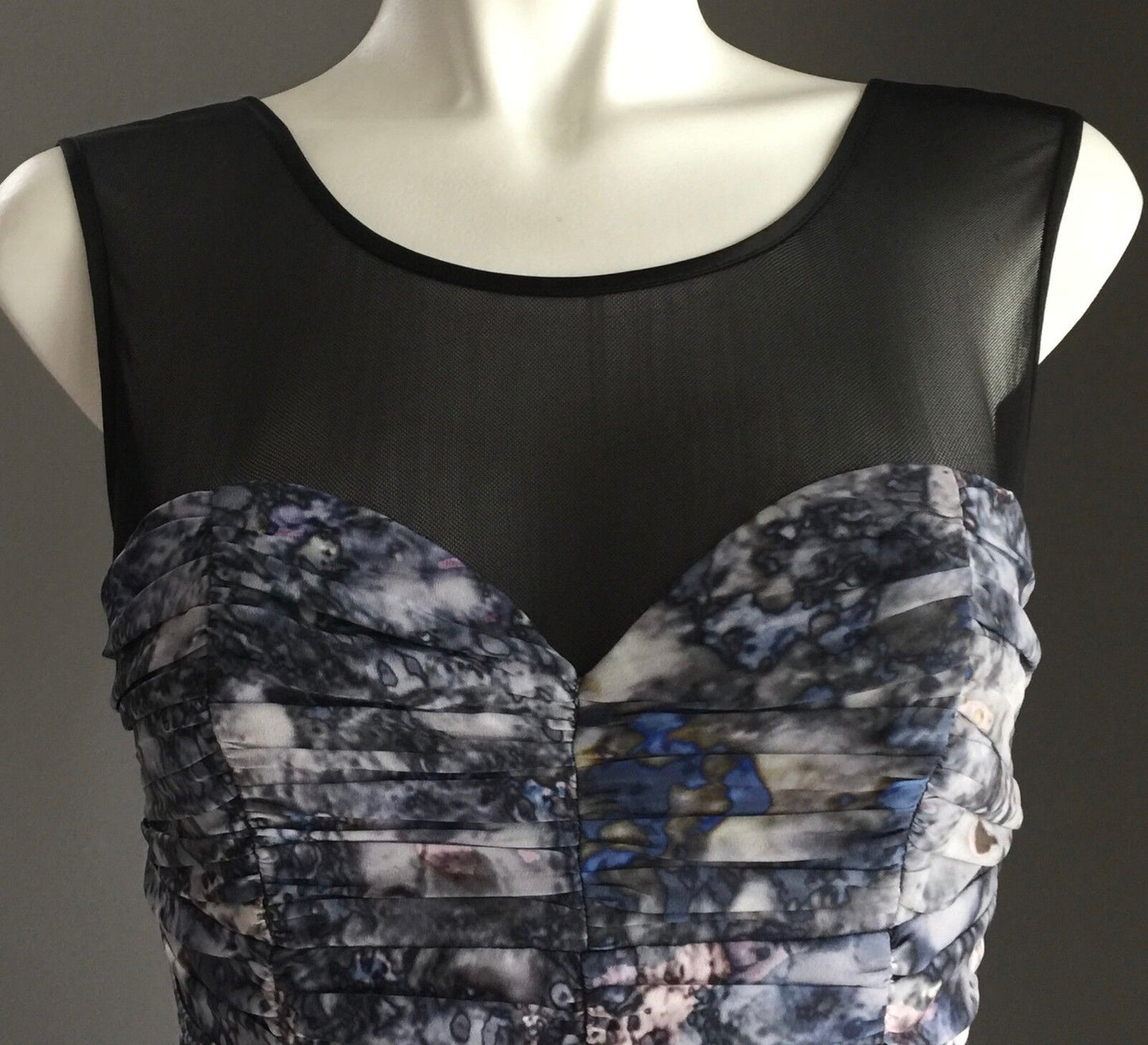 BLUEJUICE Mini Dress MultiColoured Marble Print Gathered Layer Size S 8