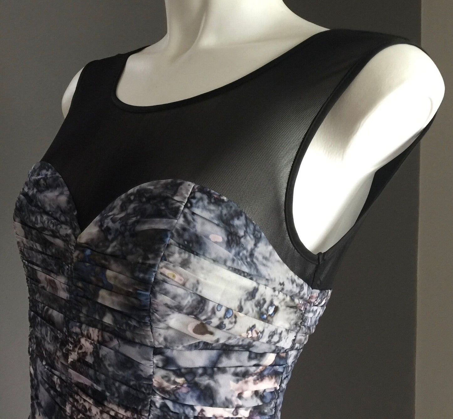 BLUEJUICE Mini Dress MultiColoured Marble Print Gathered Layer Size S 8