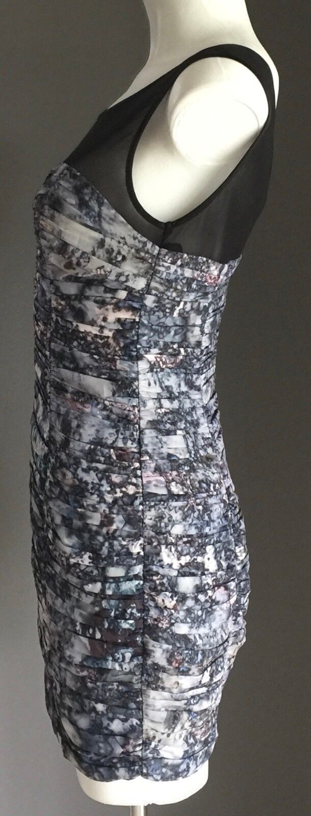 BLUEJUICE Mini Dress MultiColoured Marble Print Gathered Layer Size S 8