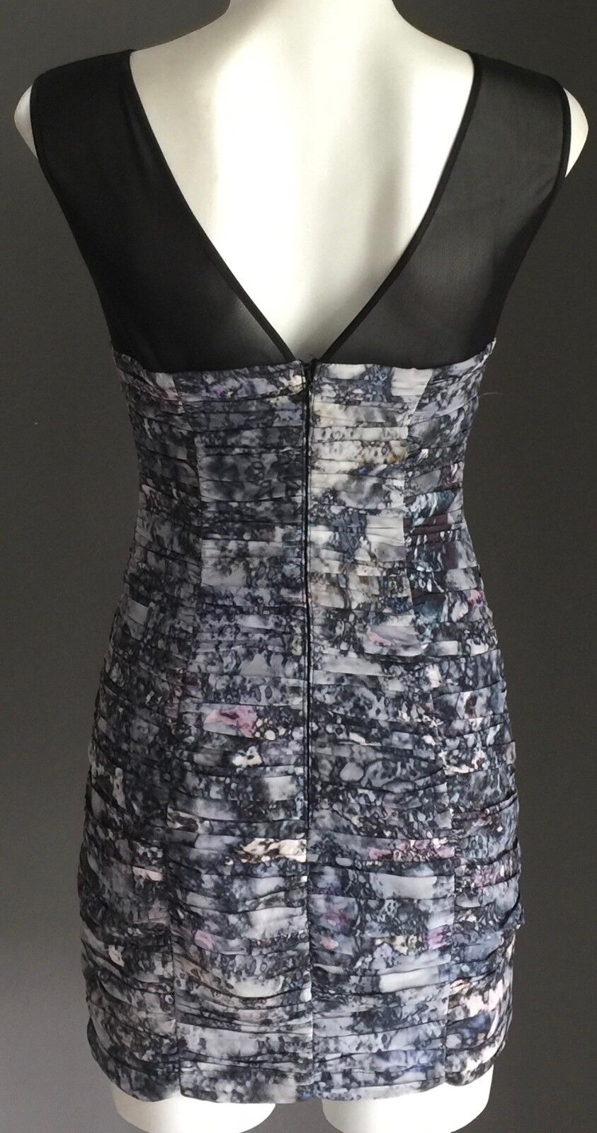 BLUEJUICE Mini Dress MultiColoured Marble Print Gathered Layer Size S 8