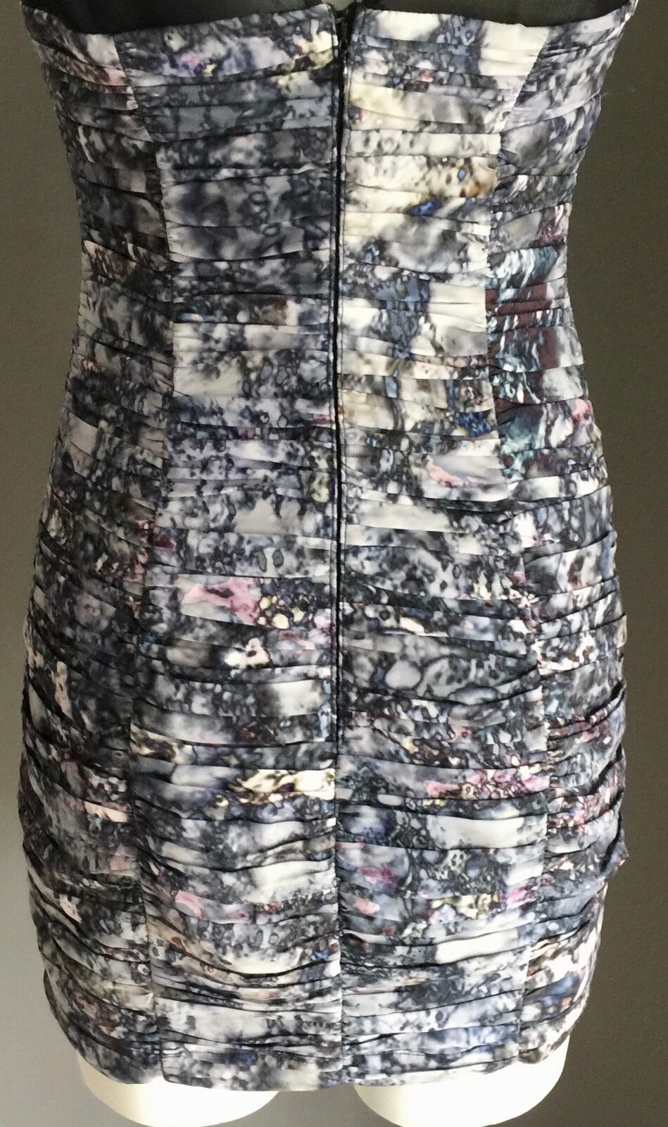 BLUEJUICE Mini Dress MultiColoured Marble Print Gathered Layer Size S 8