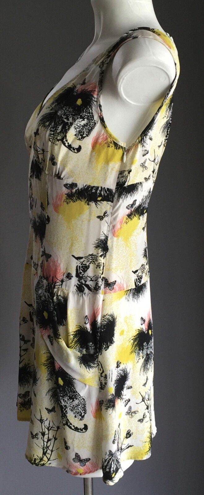 BLUEJUICE Silk Dress Colourful Leopard Print Drop Waist Size Ladies 8