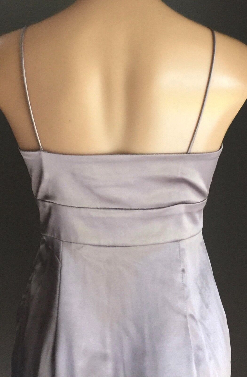 ZIG ZAG Silver Satin Look Empire Waist Dress Size 8 10 Stunning