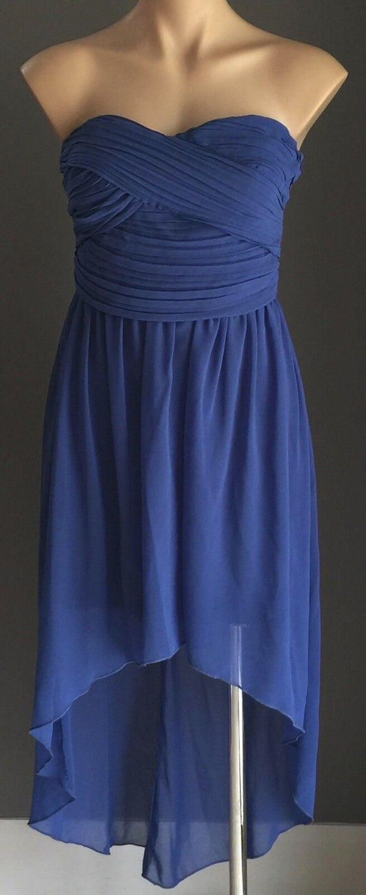 FORCAST  "Jennifer Chiffon Dress" Blue High Lo Pleated Bustier Size 8 - 10 NEW