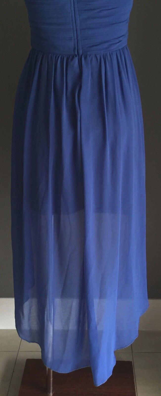 FORCAST  "Jennifer Chiffon Dress" Blue High Lo Pleated Bustier Size 8 - 10 NEW