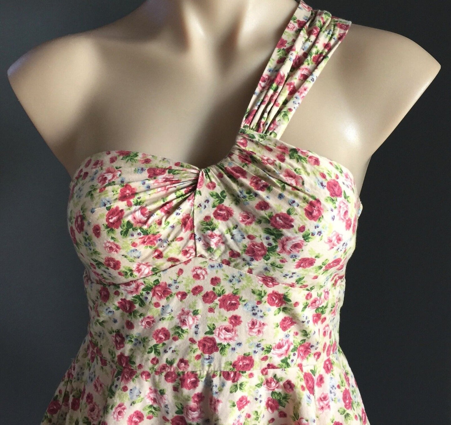 LALA GIRL Skater Dress Floral One Shoulder Full Tulle Hem Short Sz 8 10 Unique
