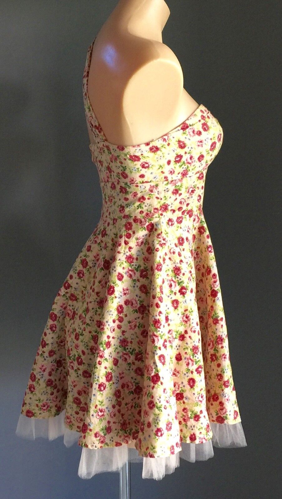 LALA GIRL Skater Dress Floral One Shoulder Full Tulle Hem Short Sz 8 10 Unique