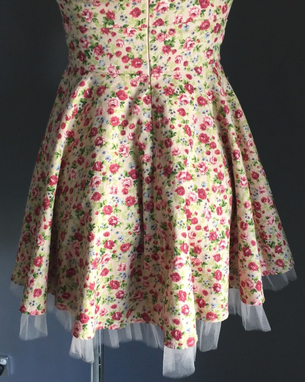 LALA GIRL Skater Dress Floral One Shoulder Full Tulle Hem Short Sz 8 10 Unique