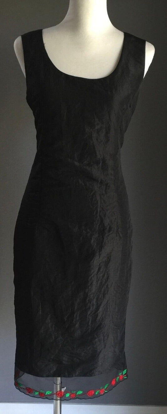 VICKY VALE Black Dress LBD Sleeveless Knee Length Ladies Size 8 NEW