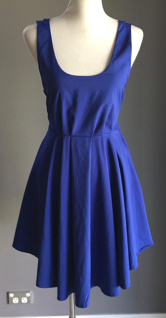 IMPRINT Mini Dress Cobalt Blue Dip Hem Low Back Cocktail Party Ladies Size 8