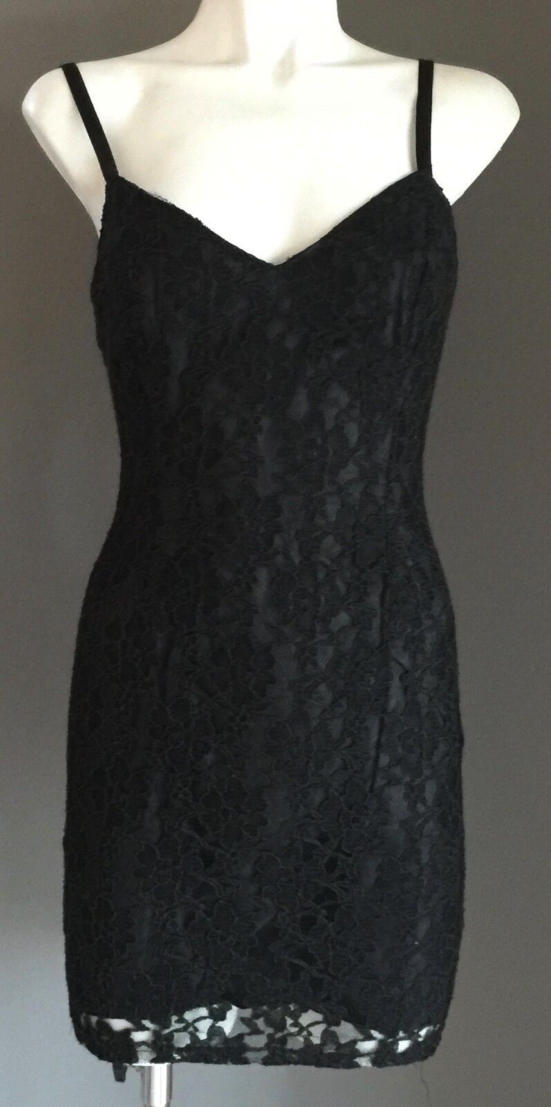 DENIS-T LBD Mini Dress Black Lace Size 8  Excellent Condition Vintage