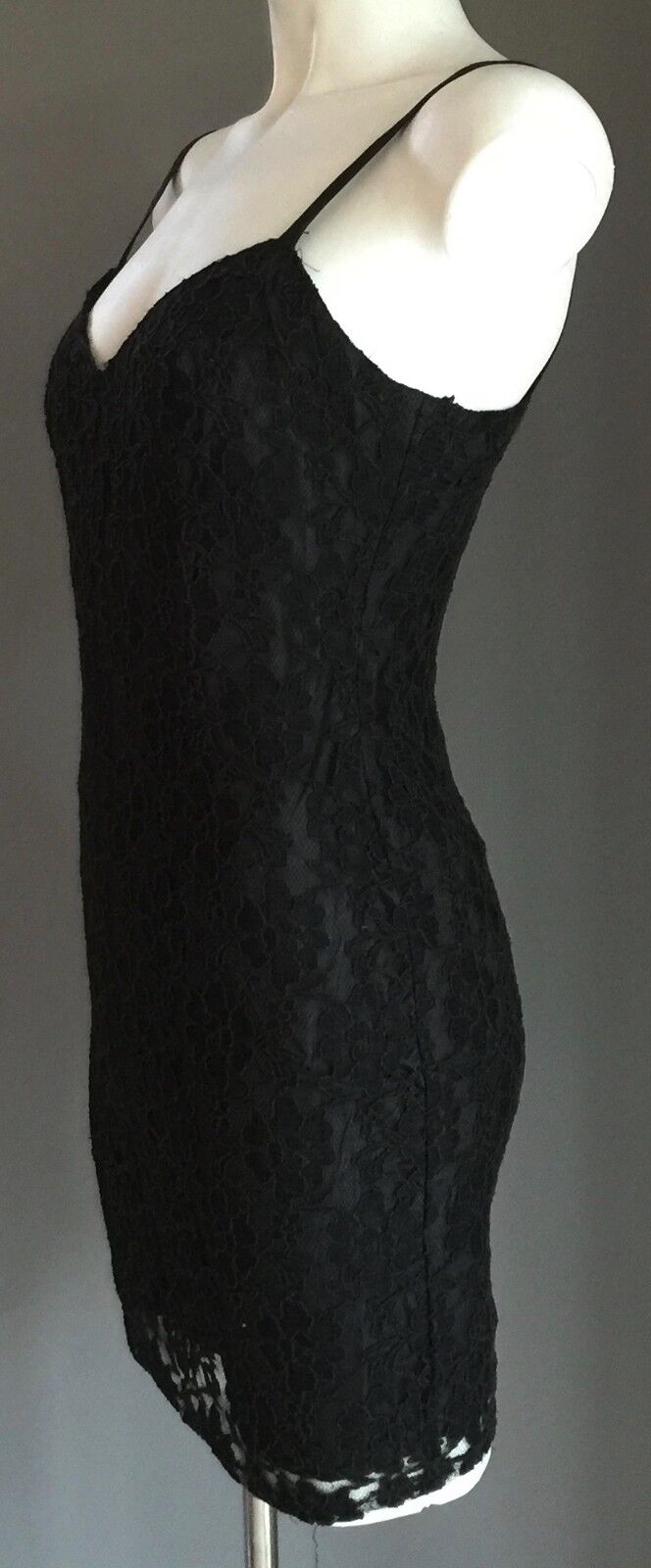 DENIS-T LBD Mini Dress Black Lace Size 8  Excellent Condition Vintage