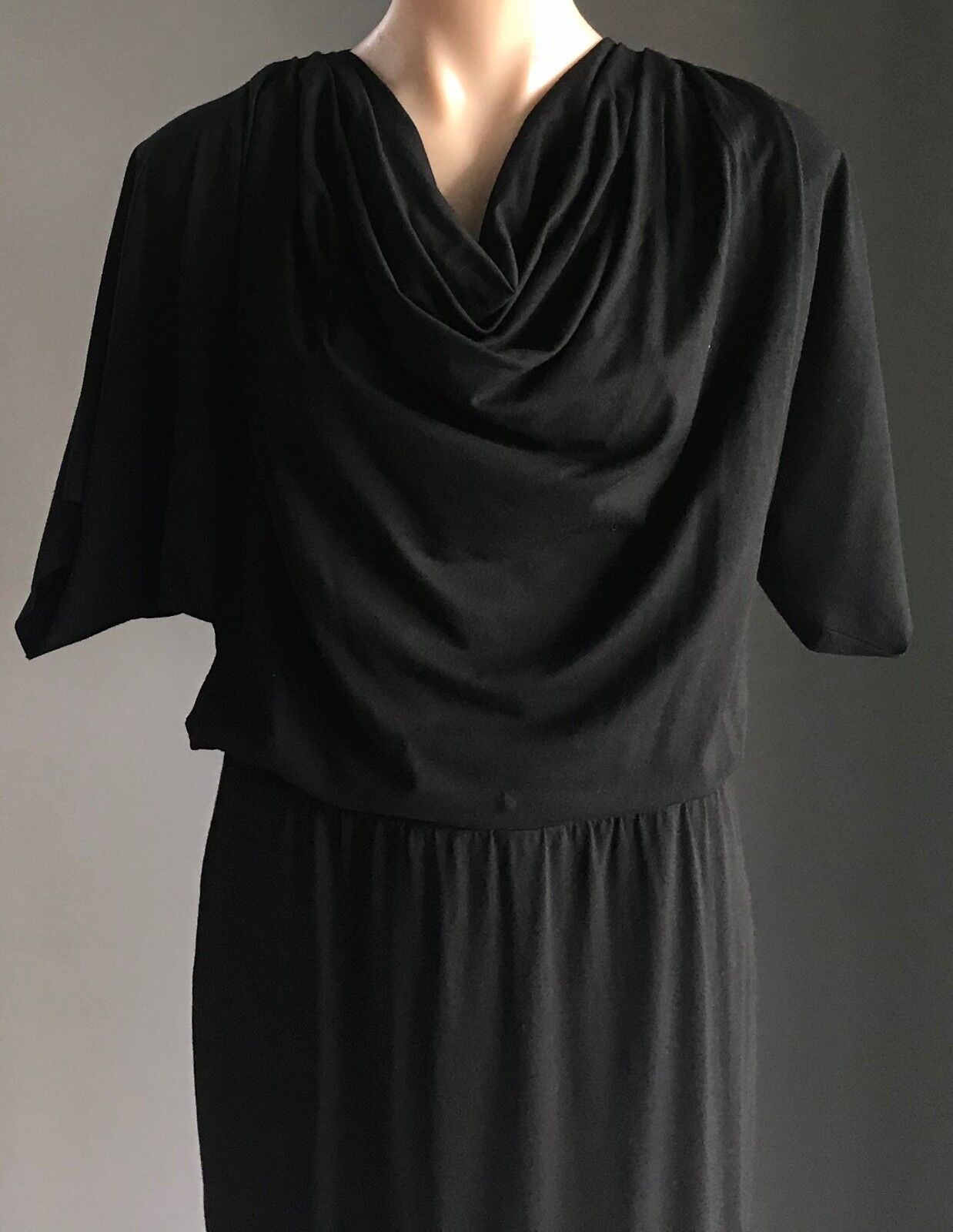 KORTAS by AGA KORTAS Maxi Dress Black Cowl Neck & Back Short Sleeve 36 / 10 NEW