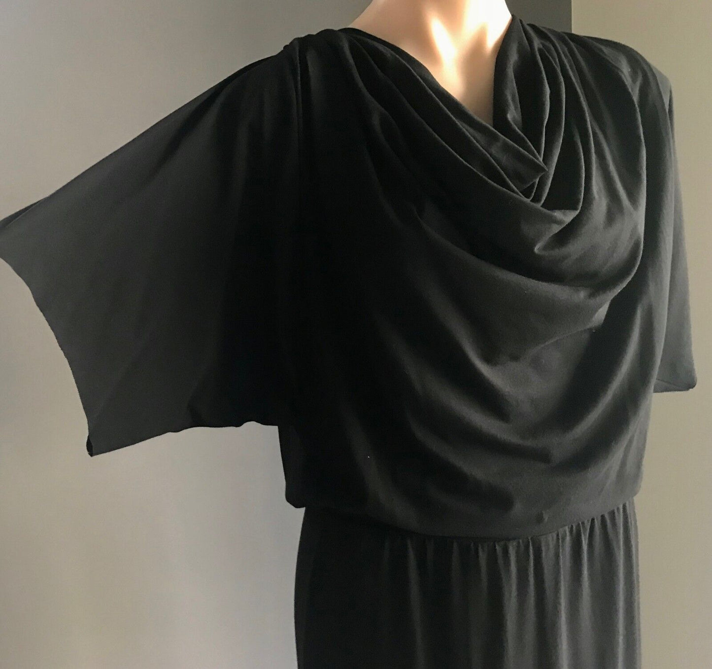 KORTAS by AGA KORTAS Maxi Dress Black Cowl Neck & Back Short Sleeve 36 / 10 NEW